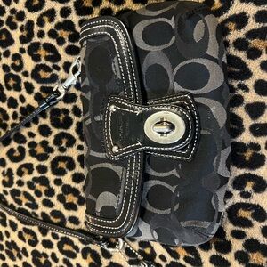 Coach Black and Gray Wristlet Clutch